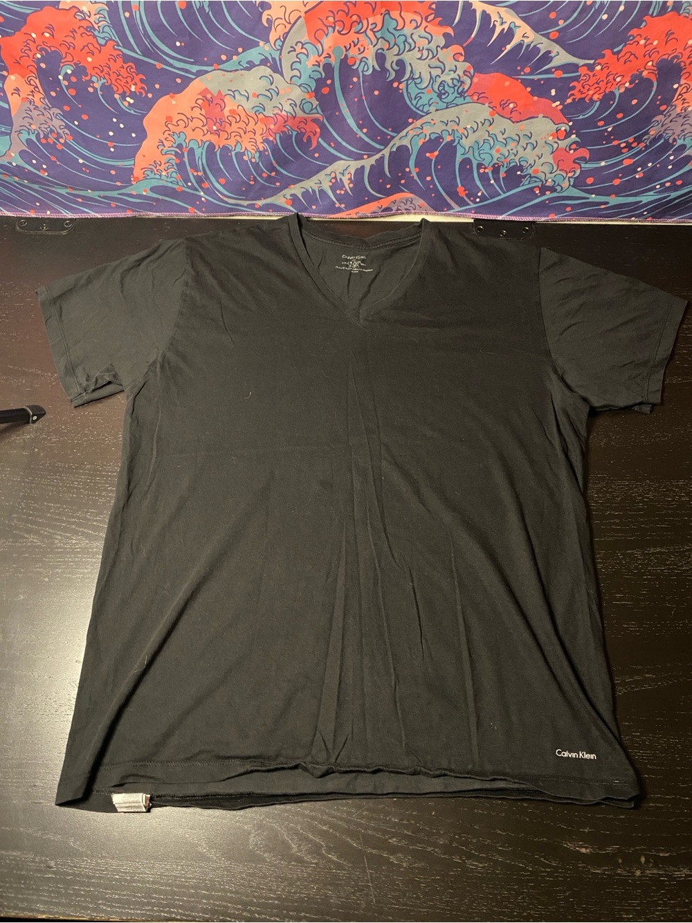 Calvin Klein Men's Black V-Neck Tee with Subtle Logo